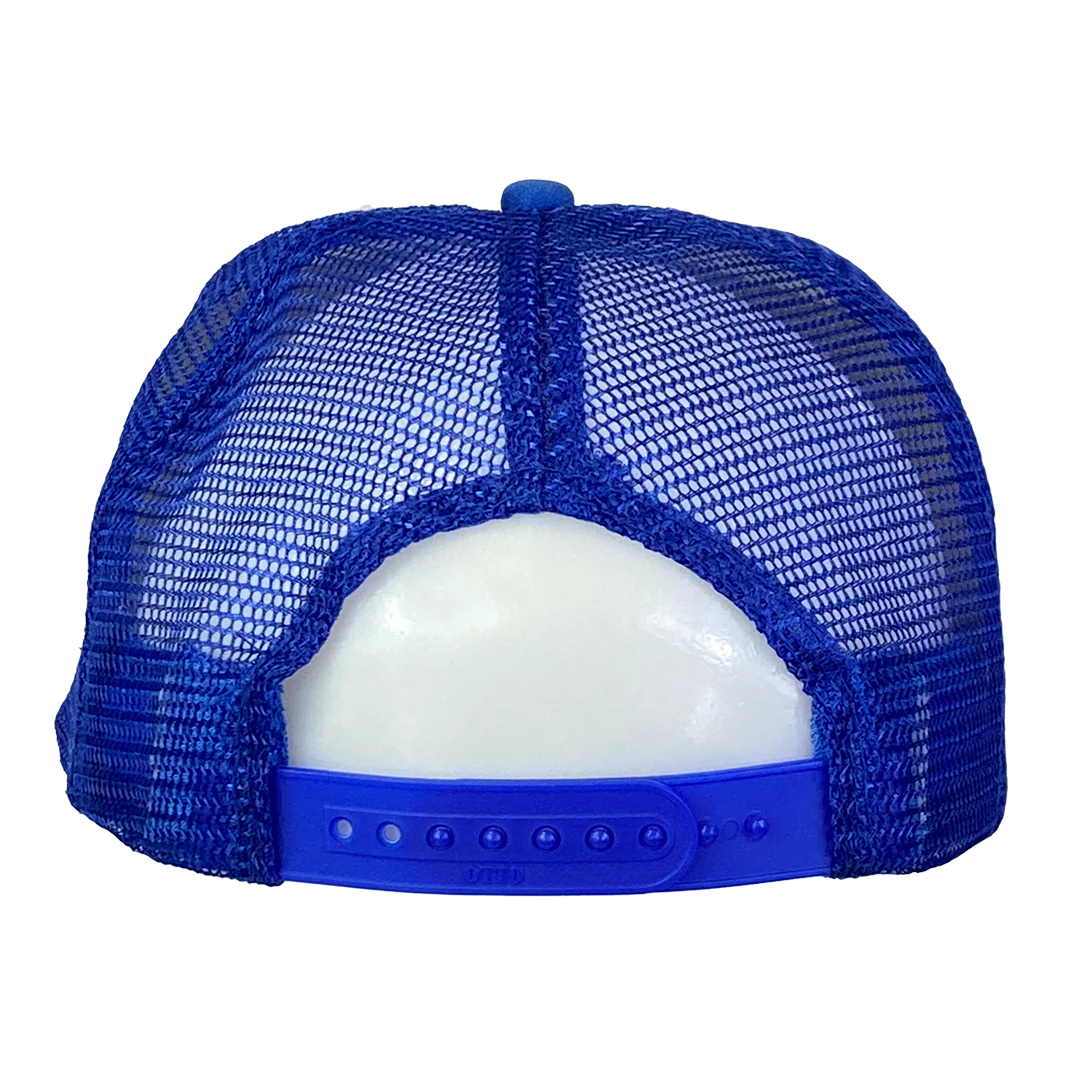"Jack Jeckel" Trucker Hat In Blue And White - Image 3